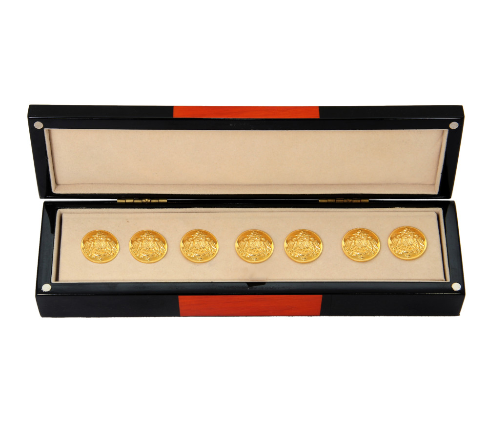 Royal Crest Waistcoat Button Set Embossed 