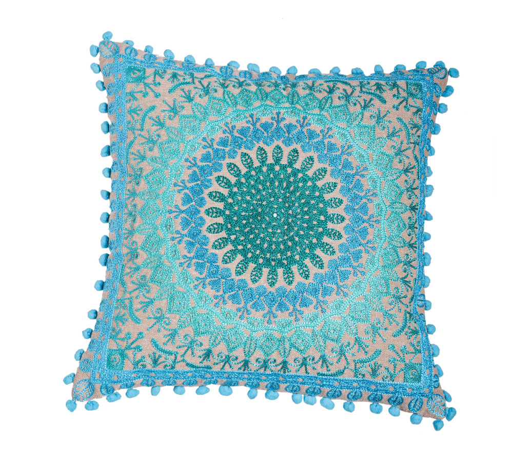 CUSHION COVER CHAKRAS AQUA AND BLUE CUSHION COVER CHAKRAS AQUA AND BLUE