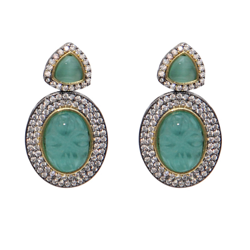 NECKLACE SET GREEN AVENTURINE MULTI STRING WITH MINT GREEN STONE PENDENT