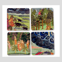 Set of 4 Coasters with Holder