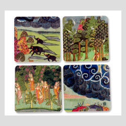 Set of 4 Coasters with Holder