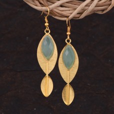 Earrings Gold Plated with Aqua Stone