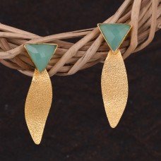 Earrings  Gold Plated with Aqua Stone