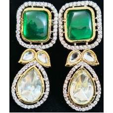 Earrings Kundan Green