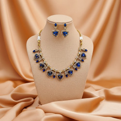 Neckalce Set Antique Finish with Doublet Blue Stone