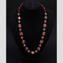 NECKLACE CALCEDONIA MARCASITE BLACK BEADS