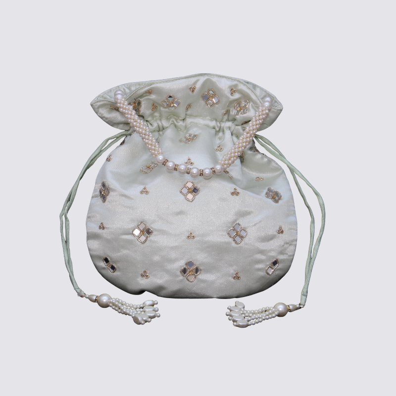 POTLI EVENING BAG, RICH MIRROR WORK