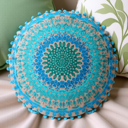 CUSHION COVER CHAKRAS AQUA AND BLUE