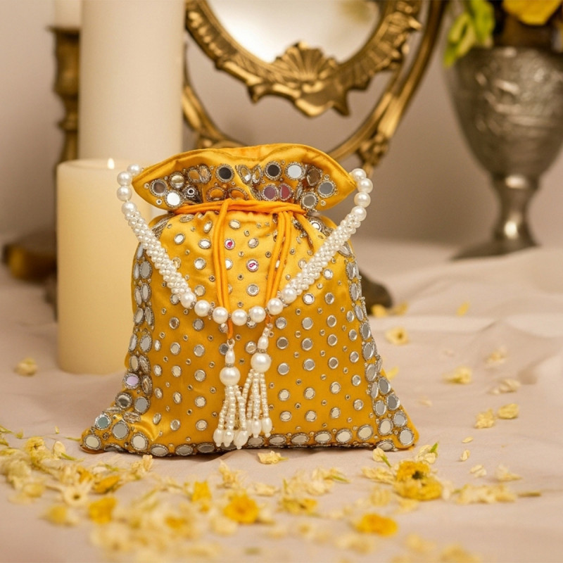 POTLI EVENING BAG, DELICATE MIRROR WORK