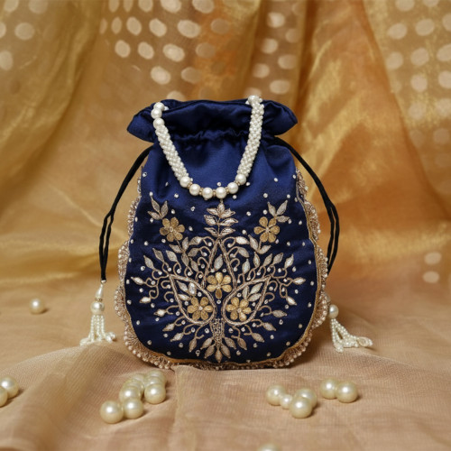POTLI EVENING BAG, RICHLY EMBROIDERED