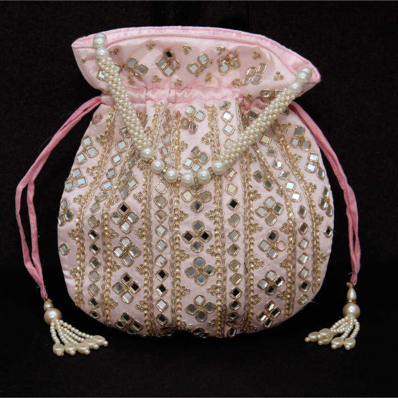 POTLI EVENING BAG, RICH MIRROR WORK