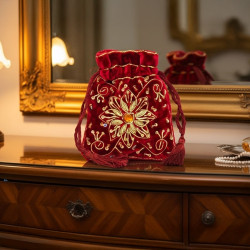 HAND EMBROIDERED VELVET POUCH