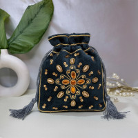 HAND EMBROIDERED VELVET POUCH