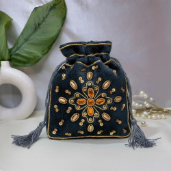 HAND EMBROIDERED VELVET POUCH