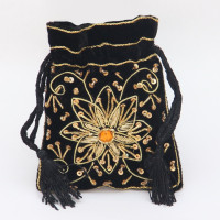 HAND EMBROIDERED VELVET POUCH