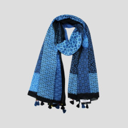 STOLE COTTON PRINTED MIXED WITH TASSELS