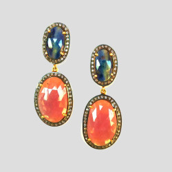 Sapphire Earrings with Zircons