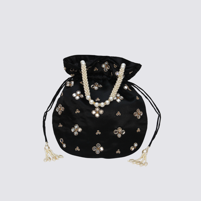 POTLI EVENING BAG, RICH MIRROR WORK