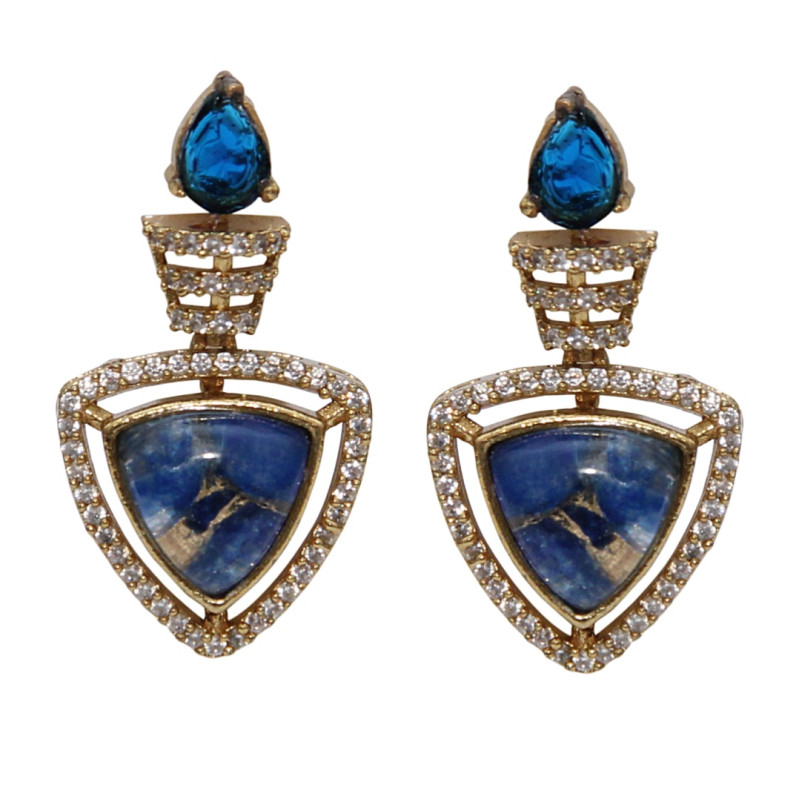 Neckalce Set Antique Finish with Doublet Blue Stone