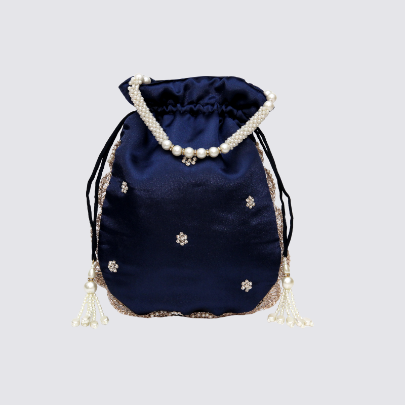 POTLI EVENING BAG, RICHLY EMBROIDERED