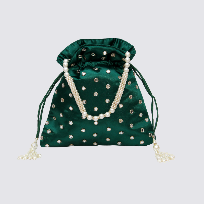 POTLI EVENING BAG, DELICATE MIRROR WORK