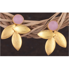 Earrings Gold Plated with Rose Stone