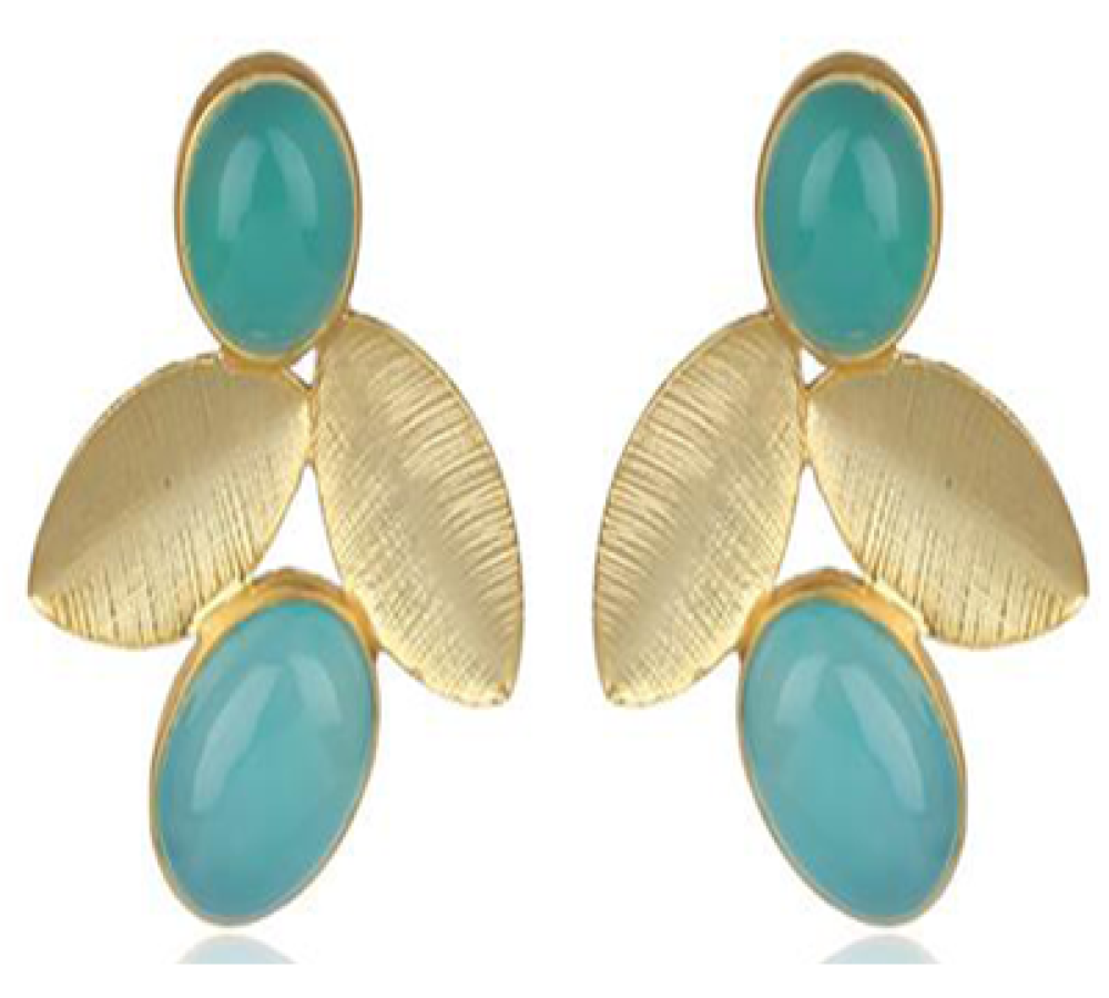 Two Leaf Earrings Aqua Chalcedony