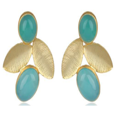 Two Leaf Earrings Aqua Chalcedony