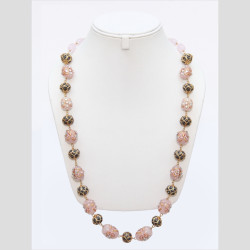 NECKLACE RED ONYX,MARCASITE BLACK BEADS