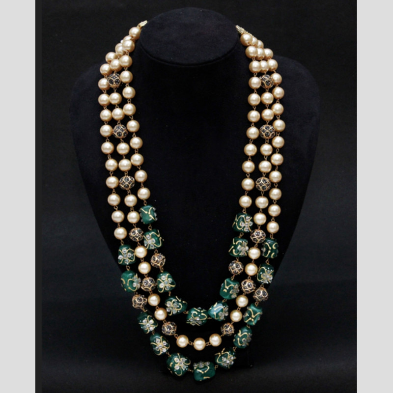 NECKLACE PEARLS,MARCASITE BEADS,GREEN ONYX