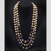 NECKLACE PEARLS,MARCASITE BEADS,BLUE ONYX