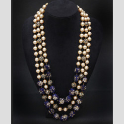 NECKLACE PEARLS,MARCASITE BEADS,BLUE ONYX