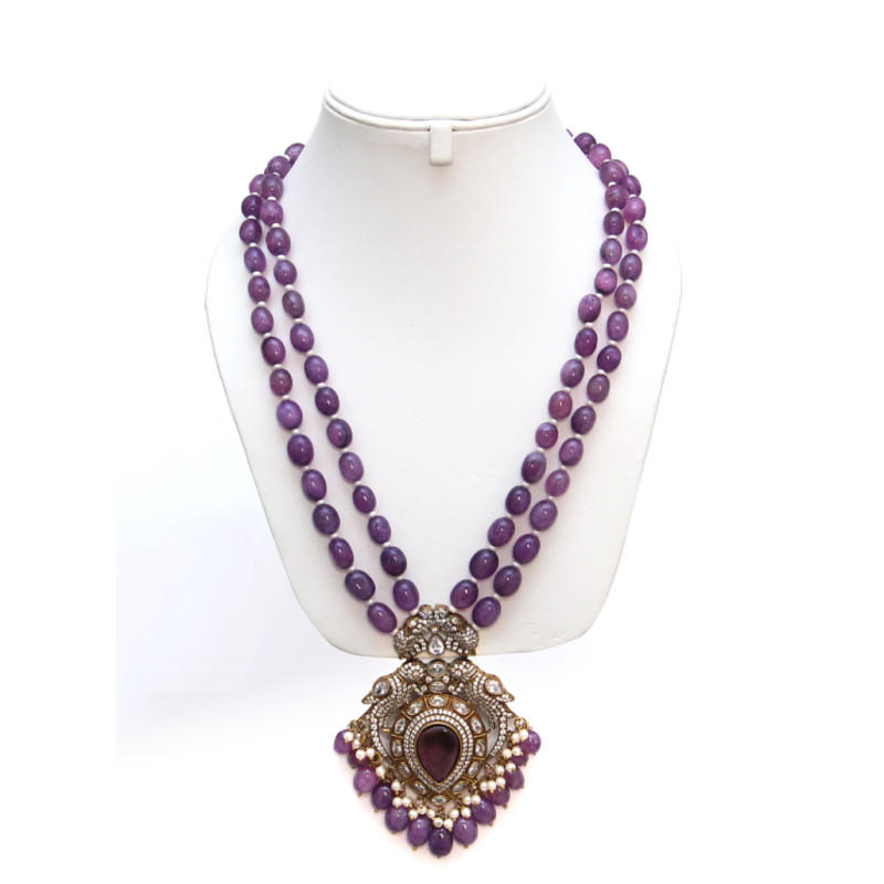 NECKALCE SET WITH ANTIQUE PENDANT AND AMETHYST