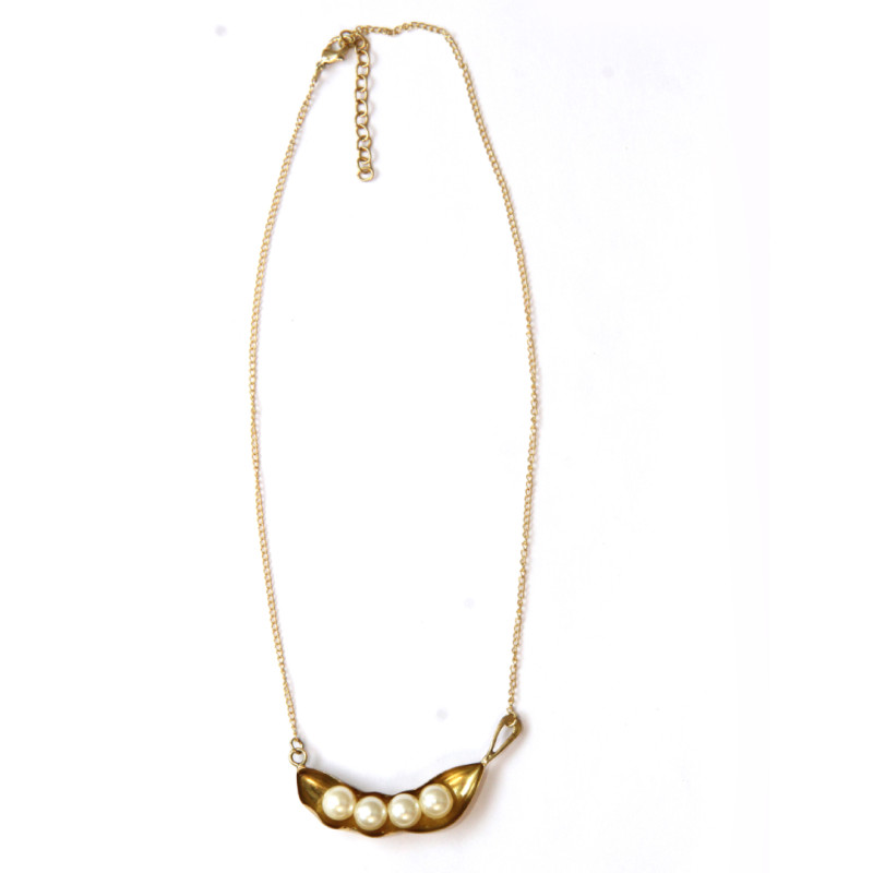 NECKLACE BRASS WITH PEARLS