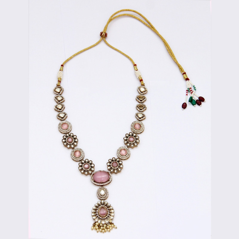 NECKLACE SET ANTIQUE FINISH WITH PURPLE JADE