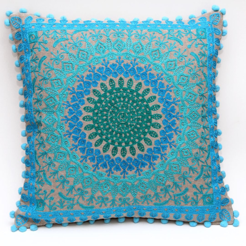 CUSHION COVER CHAKRAS AQUA AND BLUE