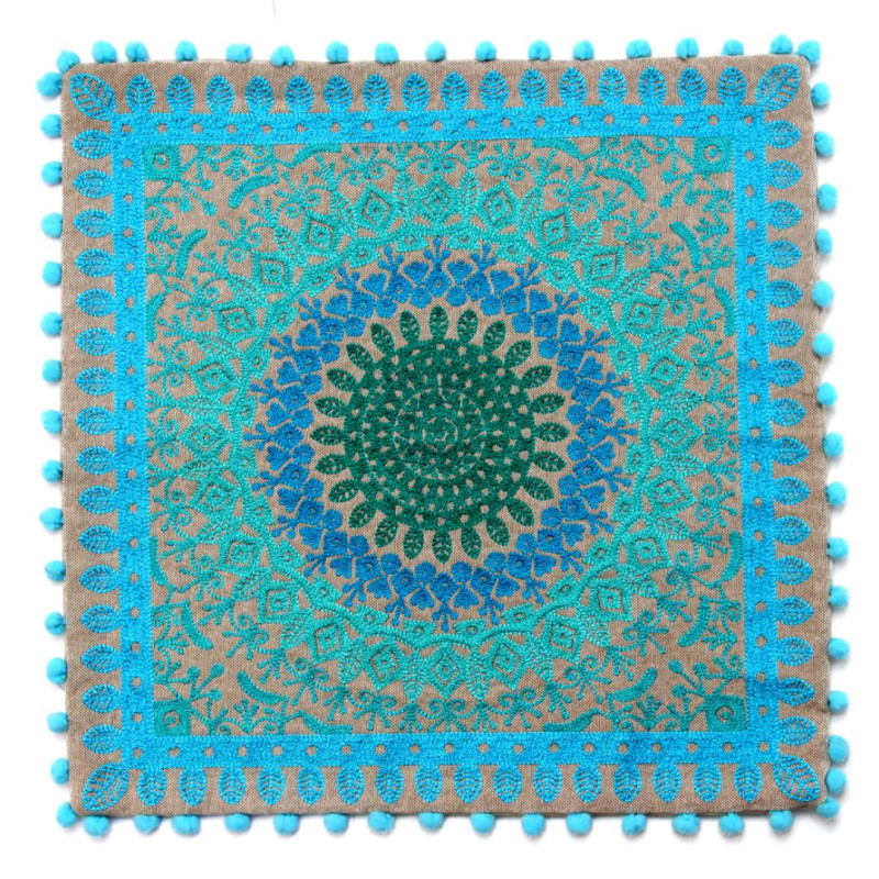 CUSHION COVER CHAKRAS AQUA AND BLUE