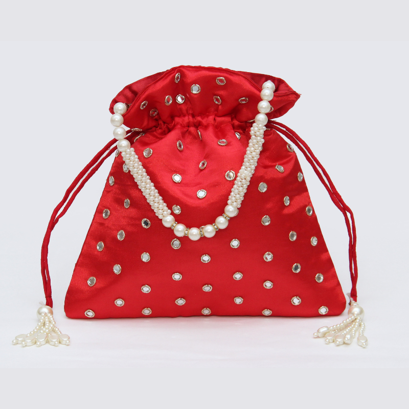 POTLI EVENING BAG, DELICATE MIRROR WORK