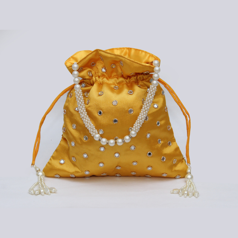 POTLI EVENING BAG, DELICATE MIRROR WORK